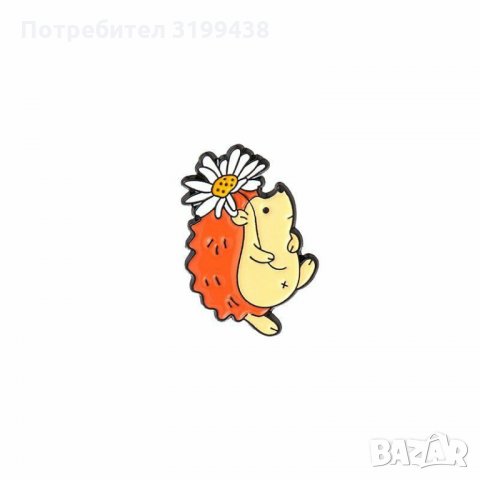 Брошка Таралеж с цвете, снимка 1 - Други - 35051128