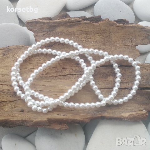 Класическо дълго колие с бели изкуствени перли 120 см, модел 20085-120, снимка 3 - Други - 36709895
