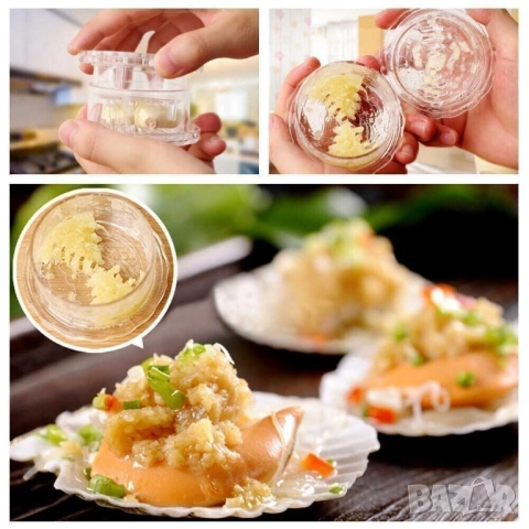 Мелничка за чесън, 8x4.5 см, Прозрачна