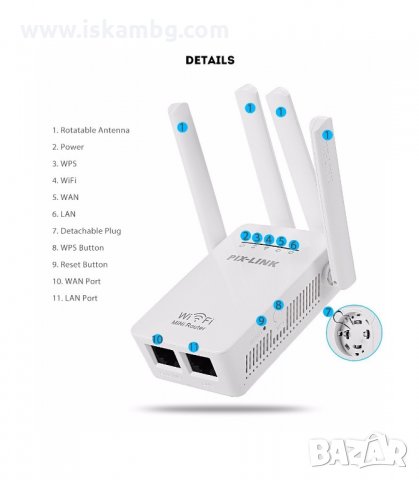 WI FI УСИЛВАТЕЛ WIFI REPEATER РУТЕР МОДЕЛ 2 - код 1274, снимка 13 - Рутери - 34048374