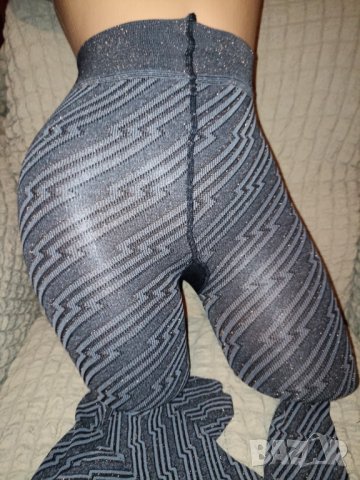Нов чорапогащник с диагонални зигзагообразни ивици с брокат , снимка 2 - Бельо - 39654154