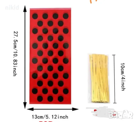 10 бр червени на точки подаръчни торбички опаковъчни пликчета дребни сладки ръчна изработка подарък , снимка 2 - Други - 50288041