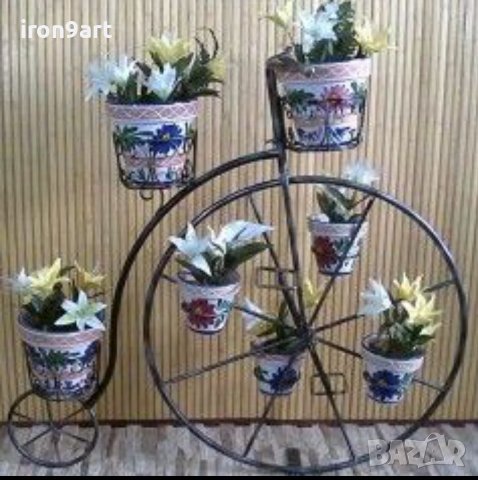 Цветарници колело от ковано желязо , снимка 9 - Градински мебели, декорация  - 40378170