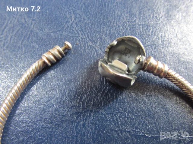 Сребърна гривна Пандора, снимка 7 - Гривни - 50481482