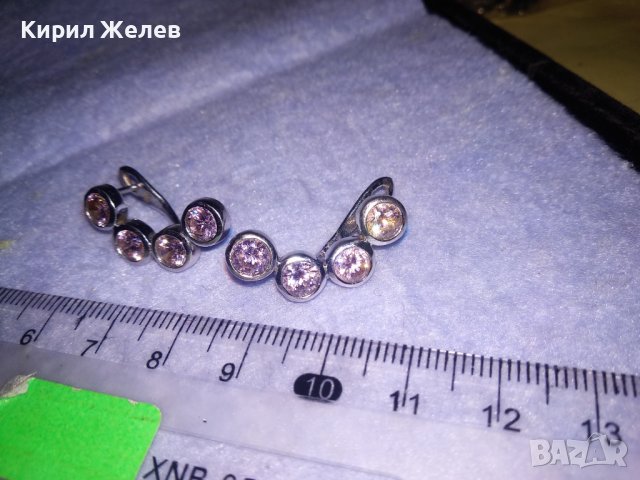 ИЗЯЩНИ СРЕБЪРНИ СКЪПОЦЕННИ АРТ ОБЕЦИ РОДИРАНО СРЕБРО 925 с ЮВЕЛИРНО ФАСЕТИРАН ИСКРЯЩ АМЕТИСТ 35020, снимка 12 - Обеци - 39547590