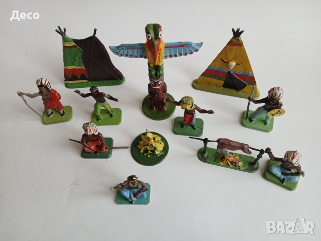 Стари полски пластмасови фигурки индианци., снимка 4 - Колекции - 53029631