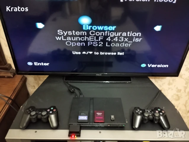 Хакната (FMCBv1.966) конзола Sony Playstation 2 Slim (MX4SIO SD 64GB и USB Flash 128GB)пълни с игри!, снимка 1