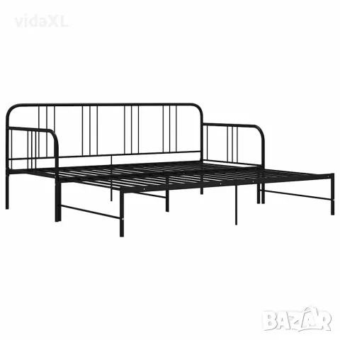 vidaXL Разтегателна кушетка рамка за легло черна метал 90x200 см, снимка 4 - Спални и легла - 56146796