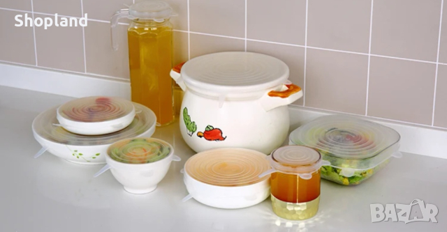 Комплект 6 броя силиконови капаци, снимка 13 - Аксесоари за кухня - 44729788
