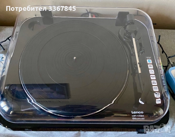 Грамофон Lenco - LBT-120BK, полуавтоматичен, черен, снимка 3 - Грамофони - 52791239