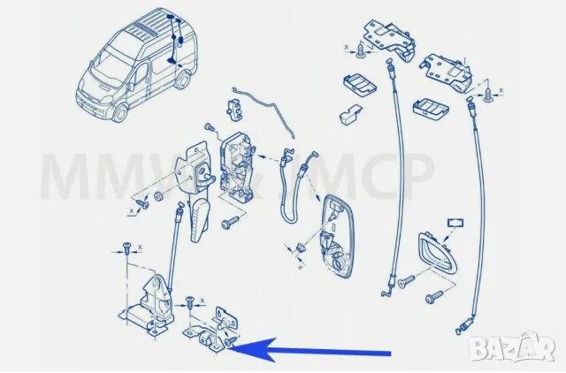 Заден долен заключващ детайл, Renault Trafic 3, Opel Vivaro B, Fiat, снимка 6 - Части - 56141976