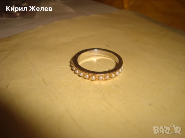 СТАР ПОСРЕБРЕН МЕДЕН ПЕРЛЕН ТИП ВИНТИДЖ АРТ ПРЪСТЕН 27688, снимка 3 - Пръстени - 37497521