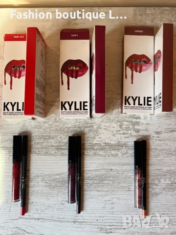 Нови матови комплекти червило + молив на марката KYLIE цветовете са червен , телесен и тъмно лилав ❤, снимка 5 - Декоративна козметика - 52119877