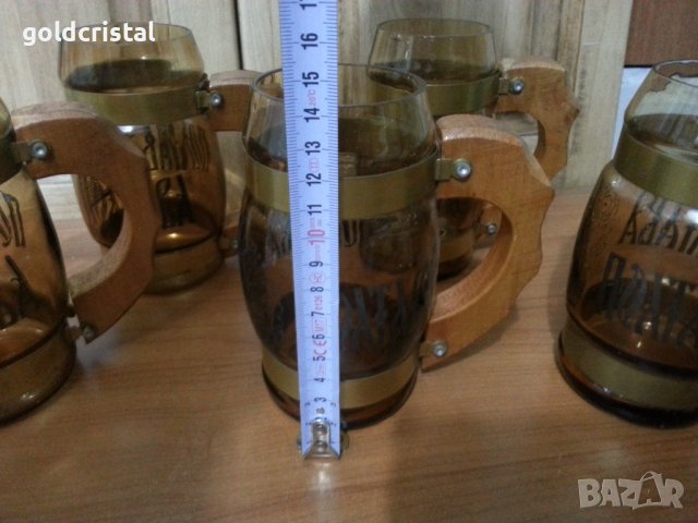 Стъклени халби за бира Полтава с дървени дръжки , снимка 3 - Антикварни и старинни предмети - 38505209