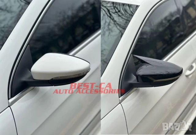 Капаци за огледала със щипки черен пиано лак Batman Style подходящи за Volkswagen Passat B7, CC, снимка 7 - Аксесоари и консумативи - 53017399