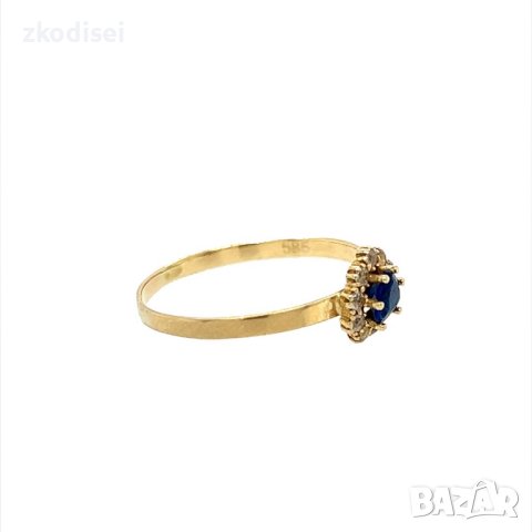 Златен дамски пръстен със сапфир 1,08гр. размер:58 14кр. проба:585 модел:22303-5, снимка 3 - Пръстени - 44393364
