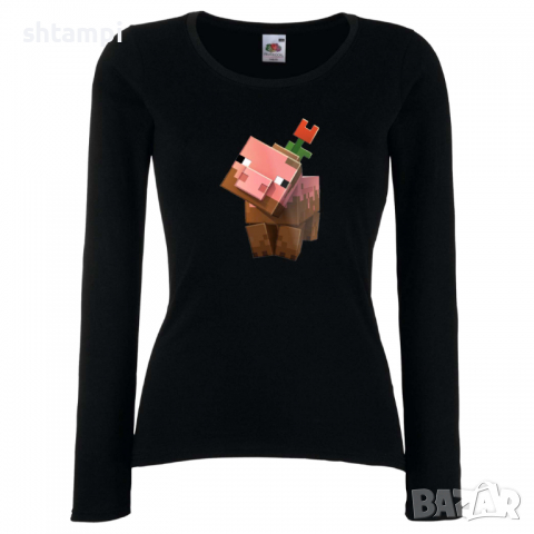 Дамска тениска Flower Pig майнкрафт Minecraft,Игра,Забавление,подарък,Изненада,Рожден Ден., снимка 2 - Тениски - 36520728