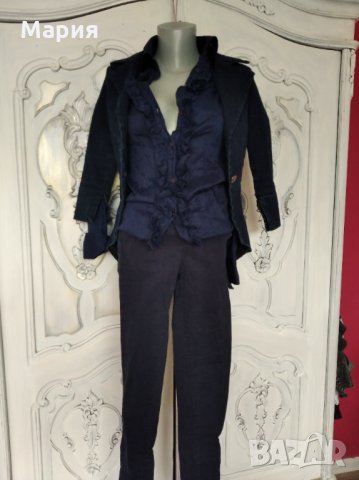 Тъмно син сет - сако, риза, панталон, снимка 1 - Комплекти - 34511807