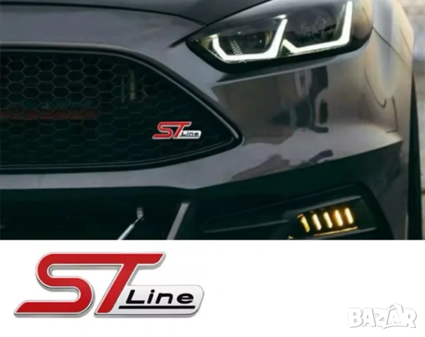 ST Line Емблема за Ford Сребриста – Метален Badge за Fiesta Focus Mondeo Kuga