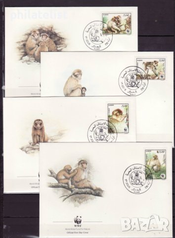 Алжир 1988 - 4 броя FDC Комплектна серия WWF - Маймуни