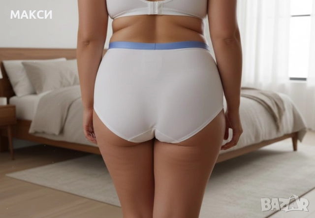 Макси луксозни еластични бикини с висока ластична талия и красива дантела в бяло, снимка 2 - Бельо - 52582996