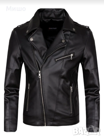 Мъжко кожено яке , снимка 3 - Якета - 51705695