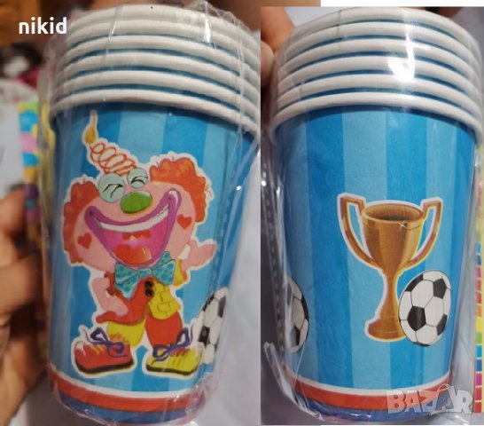 Клоун цирк Купа Футбол 6 бр картонени чаши чашки парти рожден ден, снимка 1 - Чаши - 29703065