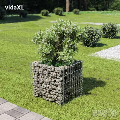 vidaXL Габион повдигната леха, поцинкована стомана, 50x50x50 cм, снимка 2 - Саксии и кашпи - 56146137