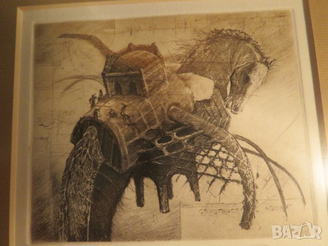 Стара картина  КОНСТРУКЦИЯ  Робърт Баръмов /1966. - 2021 г.) - перфектна работа и творба художник, снимка 3 - Картини - 37772225