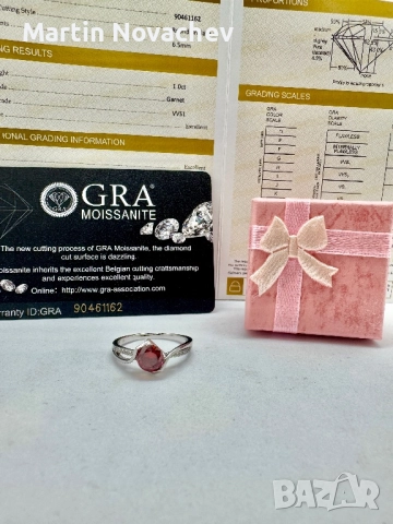 Сребърен пръстен с мойсанит (Диамант) 1 карат, снимка 12 - Пръстени - 52369754