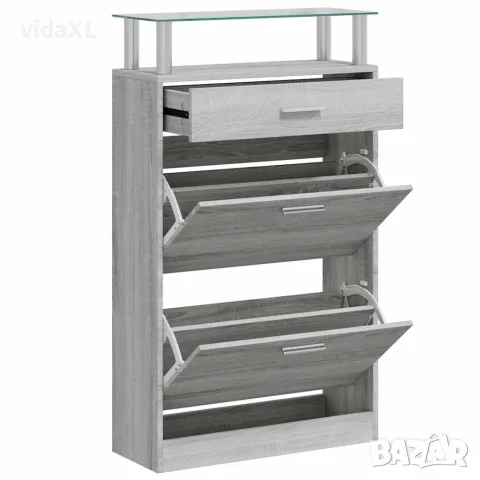 vidaXL Шкаф за обувки, сив сонома, 63x24x104 см, инженерно дърво, снимка 3 - Шкафове - 56147096