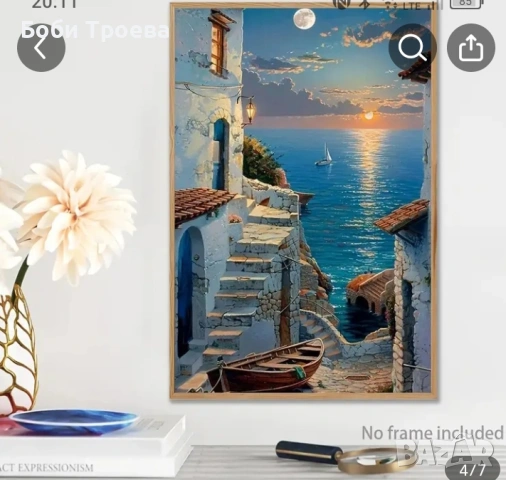  Ярък и величествен залив и античен селски пейзаж, съвременна крайбрежна декорация, снимка 4 - Картини - 53033615