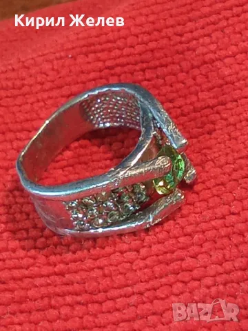 КЛАСИЧЕСКИ РЕТРО АРТ СКЪПОЦЕНЕН СРЕБЪРЕН ПРЪСТЕН СРЕБРО 925 с ФАСЕТИРАНИ ОЛИВИН и ЦИРКОНИ 66177, снимка 12 - Пръстени - 49876649