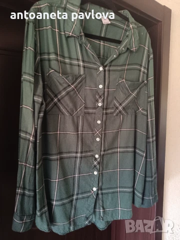 Карирана риза в зелено , снимка 1