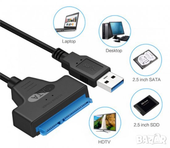 Кабели USB 3.0 към HDD 2.5 SATA - дължина 50см., снимка 2 - Кабели и адаптери - 16041512