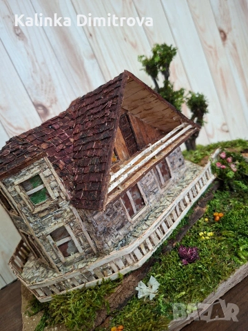 Къща в алпийски стил-ръчно изработен макет ., снимка 9 - Декорация за дома - 53222602