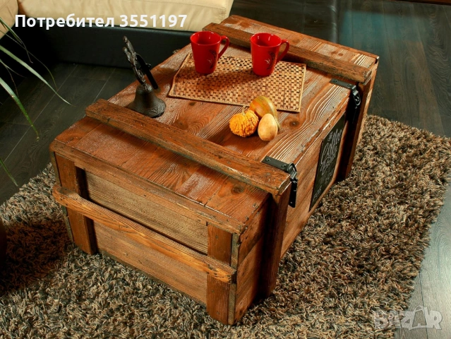 Холна маса от сандък с място за багаж и табела ТАМ КЪДЕТО ИМА ГОЛЯМА ЛЮБОВ,ВИНАГИ СТАВАТ ЧУДЕСА, снимка 6 - Маси - 53260619