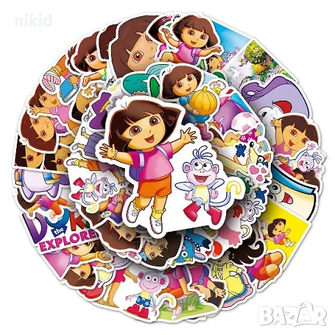50 бр Дора Изследователката самозалепващи лепенки стикери за украса декор картонена торта , снимка 3 - Други - 49937416