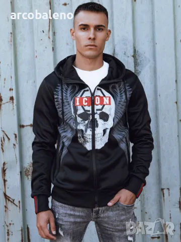 Мъжки суичър с качулка и цип, 3цвята , снимка 2 - Суичъри - 47822750