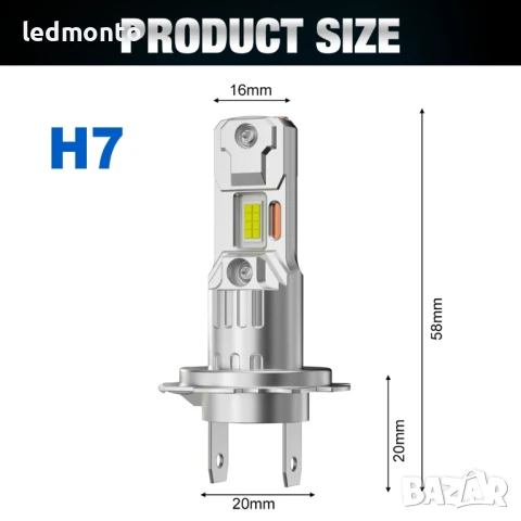 LED Крушки мини H7 110W 22000LM за Фарове – с CSP Чипове и Медна Тръба, снимка 2 - Аксесоари и консумативи - 51137599