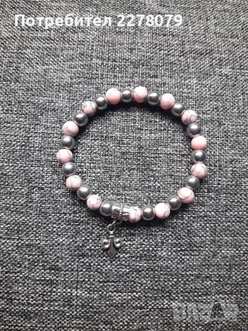 Гривна и обеци от хаулит и хематит - ръчна изработка, снимка 4 - Гривни - 44228827