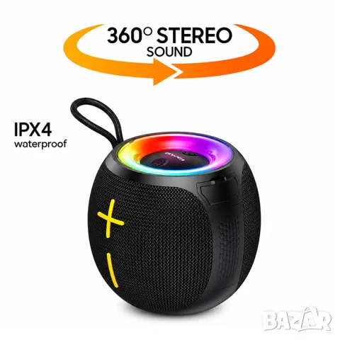 Преносима Bluetooth колонка 12W с RGB Bluetooth 5.3 и IPX4, снимка 2 - Аксесоари и консумативи - 55865503