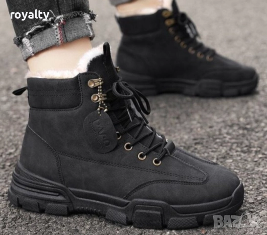 Черни Мъжки Боти с Топла Вата 