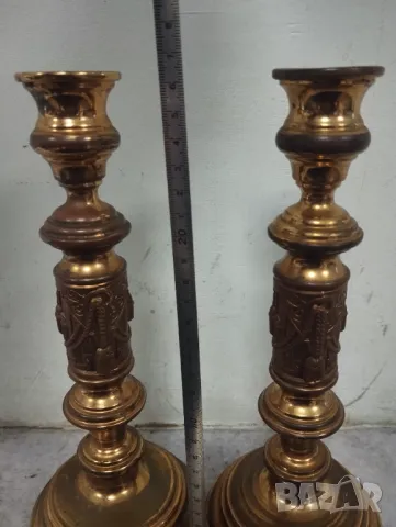 Два барокови свещници комплект, снимка 3 - Антикварни и старинни предмети - 47492679