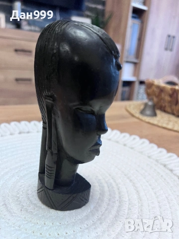 Африканска скулптура на женска глава, снимка 2 - Статуетки - 53350803