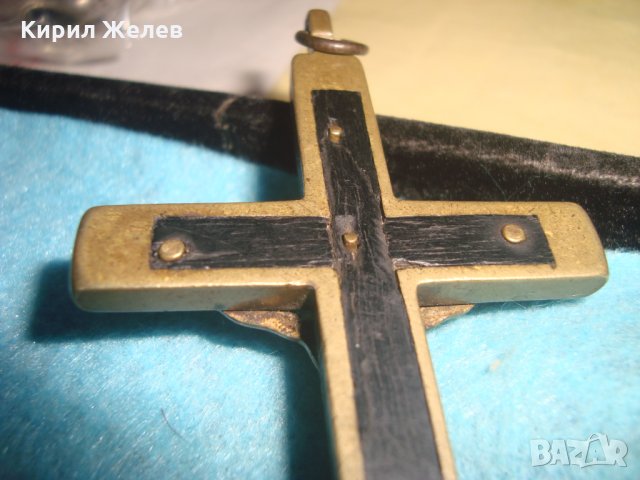 СТАРИНЕН ЙЕРУСАЛИМСКИ БРОНЗОВ КРЪСТ РАЗПЯТИЕ с МАСЛИНОВО ДЪРВО РЪЧНА ИЗРАБОТКА РЯДЪК ЙЕРУСАЛИМ 18140, снимка 14 - Антикварни и старинни предмети - 34896347