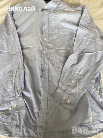 Мъжка риза Fruit of the Loom, тип Oxford, голям, размер, дълъг и къс ръкав, светлосин цвят, маркова , снимка 9 - Ризи - 38568384