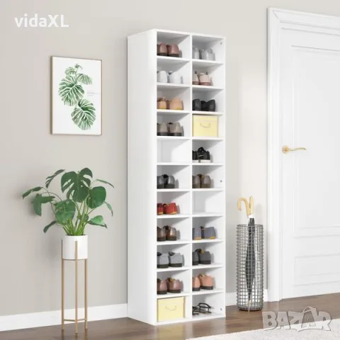 vidaXL Шкаф за обувки, бял, 54x34x183 см, инженерно дърво(SKU: 800369), снимка 2 - Шкафове - 56089411