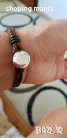 Гривна кожа, сребро и камъни UNOde50 житен клас, снимка 5 - Гривни - 30481343