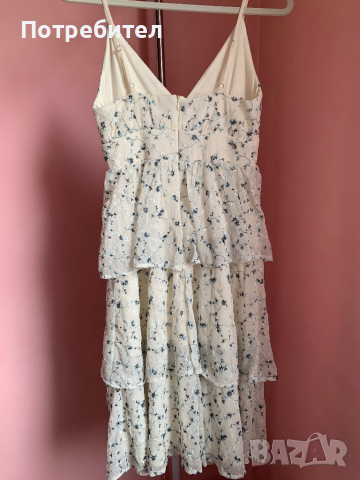 Бяла рокля с бродирани цветя NLY TREND, снимка 8 - Рокли - 44649238